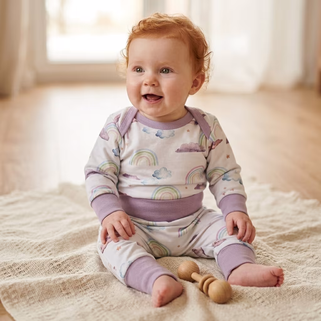 Arc en ciel pastel bord-côte violet – Ensemble évolutif bébé