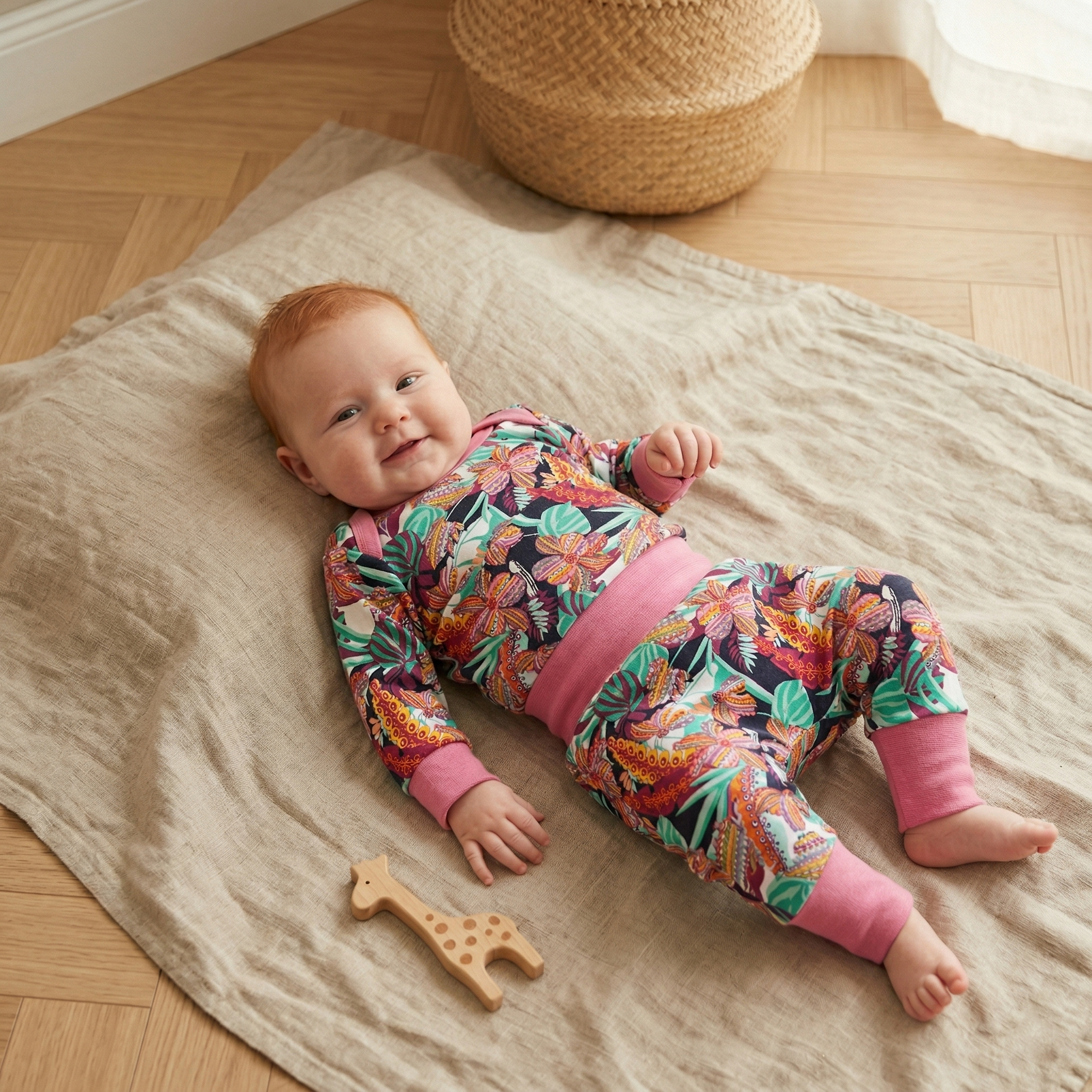 Fleur jungle bord-côte rose – Ensemble évolutif bébé