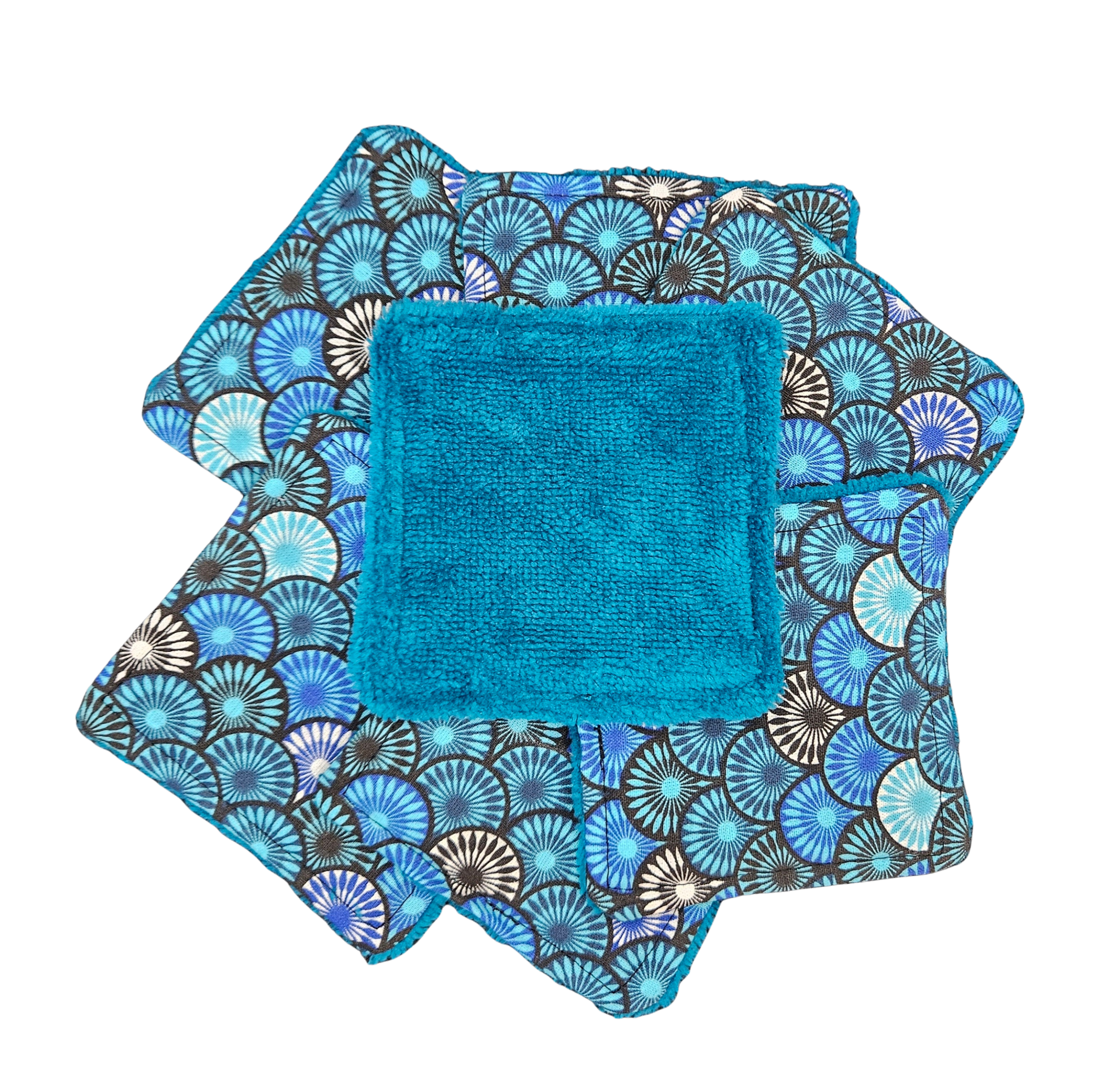 Lot de 7 cotons lavables - Géométrique bleu – Image 2
