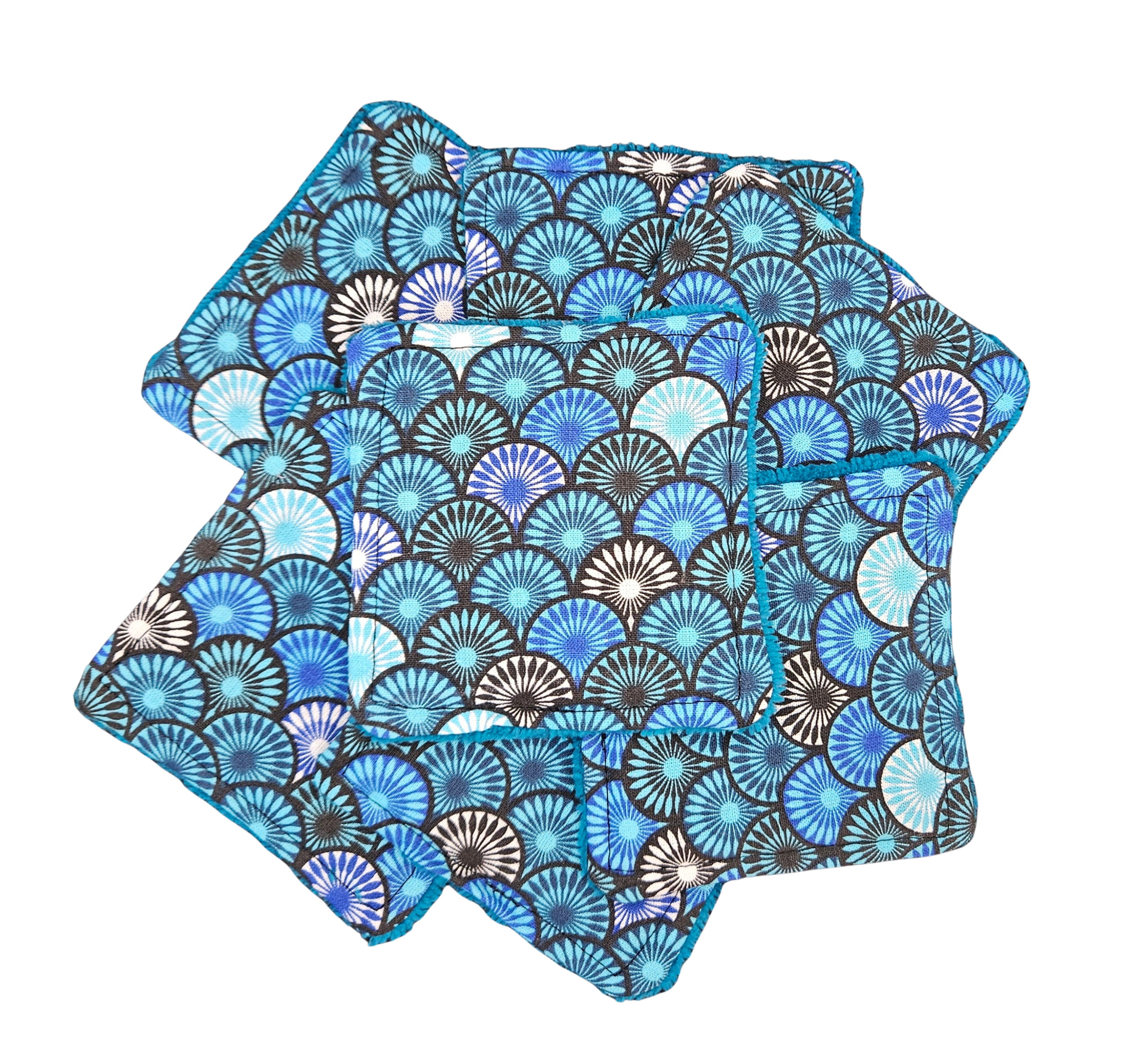 Lot de 7 cotons lavables - Géométrique bleu – Image 5
